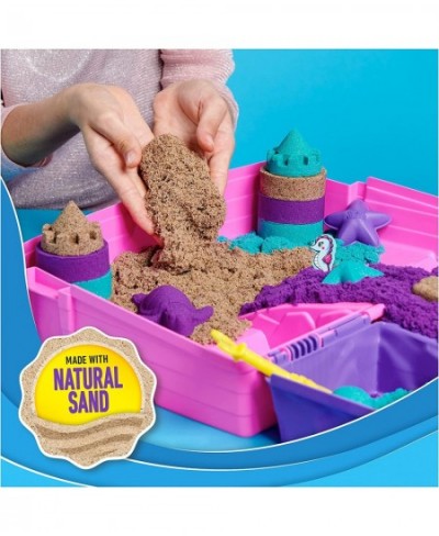 Kinetic Sand Mermaid Palace Playset 2.06lbs of Shimmer Play Sand (Neon Purple Shimmer Teal and Beach Sand) Reusable Folding S...