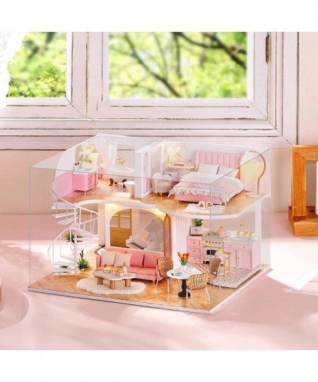 DIY Miniature Dollhouse Kit with Wooden Furniture 1:24 Scale Mini House with Dust Proof Cover & Music Box 1:24 Scale Creative...