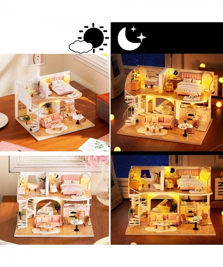 DIY Miniature Dollhouse Kit with Wooden Furniture 1:24 Scale Mini House with Dust Proof Cover & Music Box 1:24 Scale Creative...