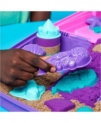 Kinetic Sand Mermaid Palace Playset 2.06lbs of Shimmer Play Sand (Neon Purple Shimmer Teal and Beach Sand) Reusable Folding S...