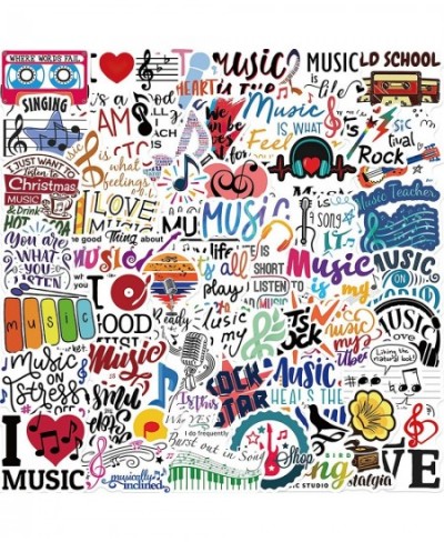 Music Stickers 50pcs Motivational Positive Music Decal Waterbottle Keyboards Guitar Skateboards Luggage Stickers for Teens an...