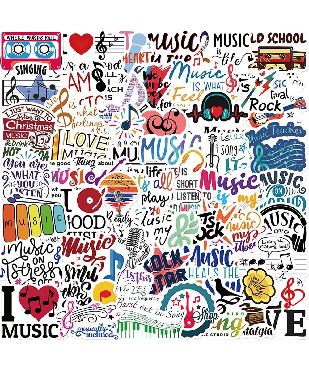 Music Stickers 50pcs Motivational Positive Music Decal Waterbottle Keyboards Guitar Skateboards Luggage Stickers for Teens an...