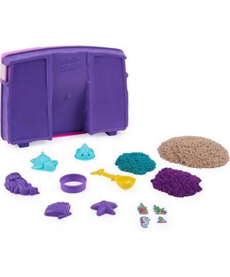 Kinetic Sand Mermaid Palace Playset 2.06lbs of Shimmer Play Sand (Neon Purple Shimmer Teal and Beach Sand) Reusable Folding S...