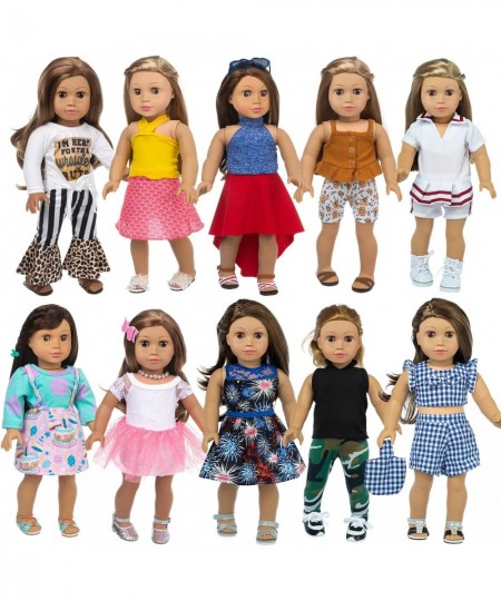 22 Pcs 18 inch Doll Clothes Gifts and Accessories Fit 18 inch Girl Doll - Including 10 Sets of Various Styles Doll Clothes Ha...