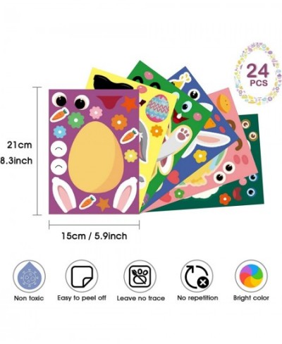 24 Pcs Easter Make a Face Sticker Sheets Mix and Match Sticker with Bunny Chicks Easter Eggs Sheeps for Easter Holiday School...