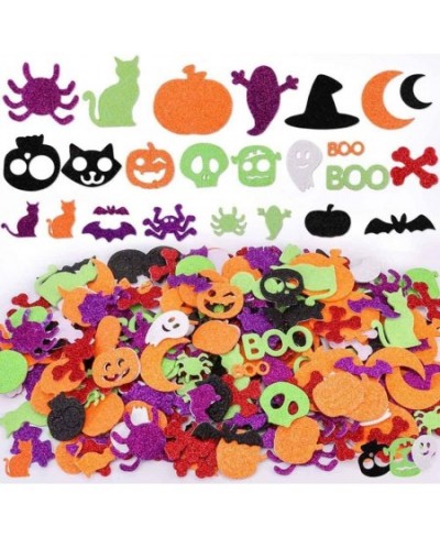 300 Pcs Halloween Foam Stickers Glitter Self-Adhesive Pumpkin Spider Bat Craft Stickers for Kids Halloween Party Favor Suppli...