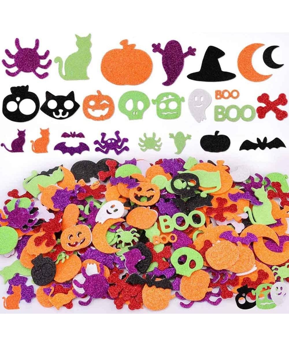 300 Pcs Halloween Foam Stickers Glitter Self-Adhesive Pumpkin Spider Bat Craft Stickers for Kids Halloween Party Favor Suppli...