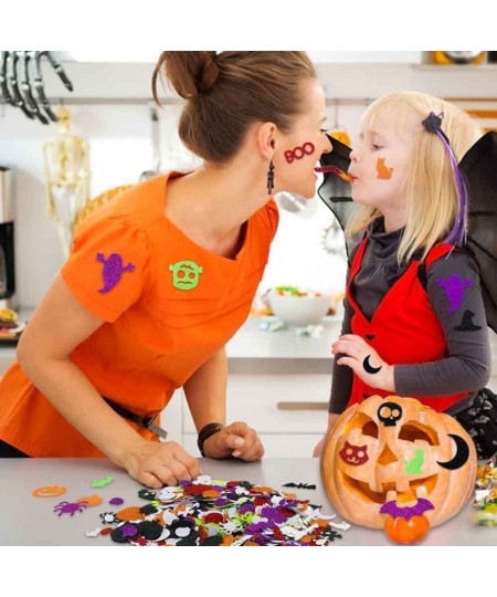 300 Pcs Halloween Foam Stickers Glitter Self-Adhesive Pumpkin Spider Bat Craft Stickers for Kids Halloween Party Favor Suppli...