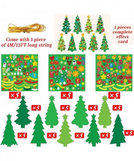 945Pcs DIY Christmas Tree Craft Kit Kids Holiday Art Making Craft with Stickers Make Your Own Christmas Bookmark Xmas Party F...