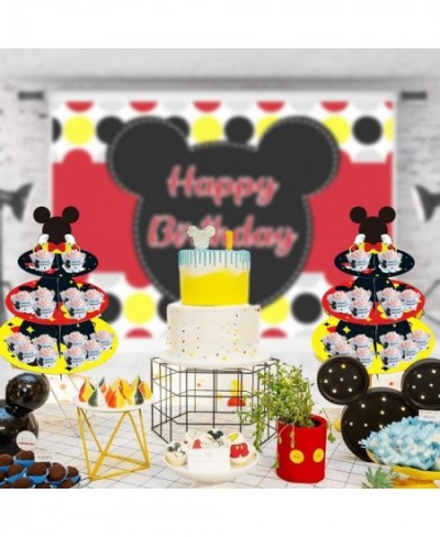 Large 3-Tier Mickey Minnie Cupcake Stand 12Inch Cardboard Cupcake Tray for Wedding Birthday Baby Shower Mickey Minnie Birthda...