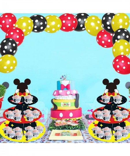 Large 3-Tier Mickey Minnie Cupcake Stand 12Inch Cardboard Cupcake Tray for Wedding Birthday Baby Shower Mickey Minnie Birthda...