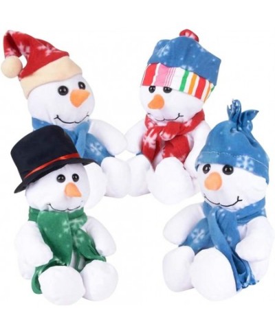 Plush Snowman Stuffed Toys Set of 4 Adorable Snowmen Decorations with Assorted Outfits Soft and Cuddly Fun Christmas Tree Déc...