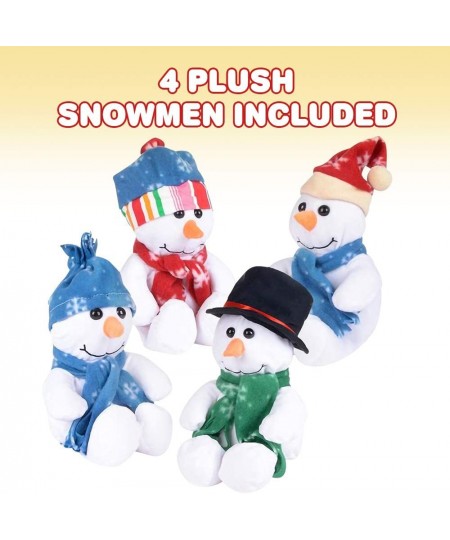 Plush Snowman Stuffed Toys Set of 4 Adorable Snowmen Decorations with Assorted Outfits Soft and Cuddly Fun Christmas Tree Déc...