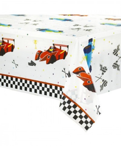 Race Car Tablecloth - Race Car Birthday Theme Disposable PE Rectangular Tablecover Race Car Birthday Party Supplies for Kids ...