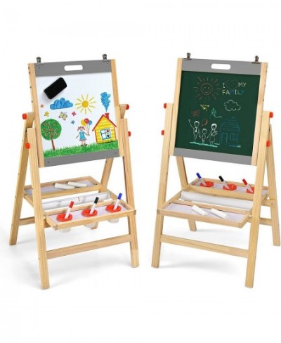 Art Easel for Kids 3-in-1 Wooden Folding Toddler Easel Magnetic w/Paper Roll & Storage Tray Height Adjustable Double Sided Wh...