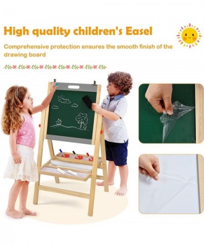 Art Easel for Kids 3-in-1 Wooden Folding Toddler Easel Magnetic w/Paper Roll & Storage Tray Height Adjustable Double Sided Wh...