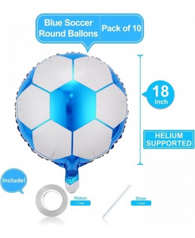 10 Pack 18 Inch Foil Soccer Balloons Helium Metallic Club America Party Decorations Round Soccer Ball Balloons Blue and White...