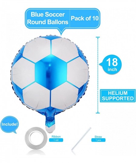 10 Pack 18 Inch Foil Soccer Balloons Helium Metallic Club America Party Decorations Round Soccer Ball Balloons Blue and White...