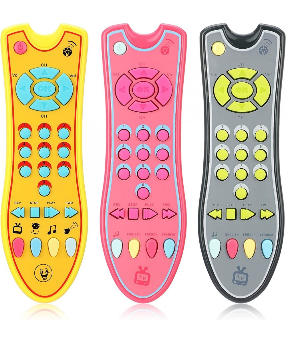 3 Pcs TV Remote Control Toys with Light and Sound Realistic Educational Remote Toy Electric Numbers Learning Toys with Englis...