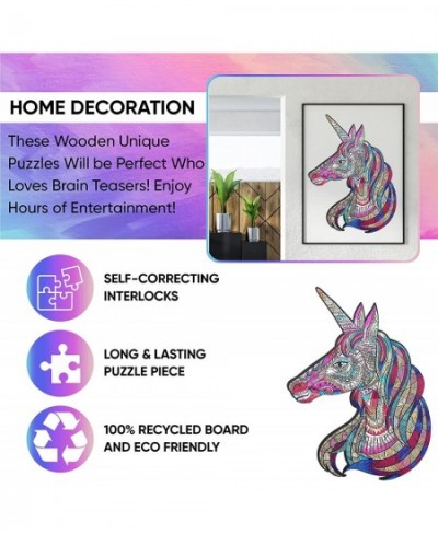 Wooden Jigsaw Puzzles- Colorful Unicorn Puzzle Unique Shaped Wood Puzzle Jigsaw Pieces for Adults and Kids 119 Pieces Hidden ...