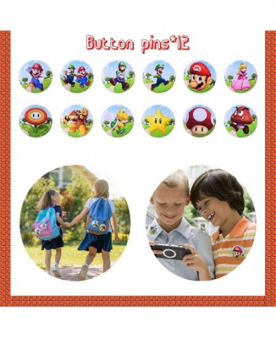 109PCS Mario Party Favors Super Mario Birthday Party Gifts Including 12 Bracelets 12 Keychains 12 Button Pins and 53 Stickers...