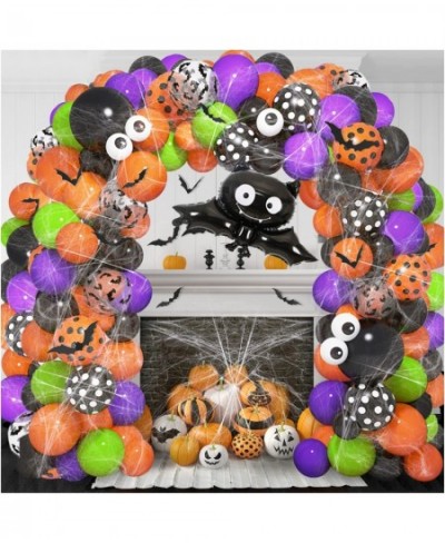 Halloween Balloon Garland Arch Kit with Halloween Spider Web Bat Spider Balloons 130pcs Black Orange Purple Fruit Green Confe...