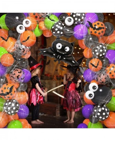 Halloween Balloon Garland Arch Kit with Halloween Spider Web Bat Spider Balloons 130pcs Black Orange Purple Fruit Green Confe...