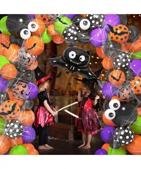 Halloween Balloon Garland Arch Kit with Halloween Spider Web Bat Spider Balloons 130pcs Black Orange Purple Fruit Green Confe...