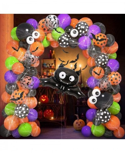 Halloween Balloon Garland Arch Kit with Halloween Spider Web Bat Spider Balloons 130pcs Black Orange Purple Fruit Green Confe...