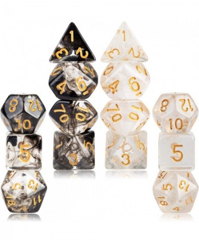 2 Sets Transparent Resin Polyhedral 7-Die Dice Set Fit Dungeons and Dragons Smoke DND Dice for Role Playing Game RPG MTG Tabl...