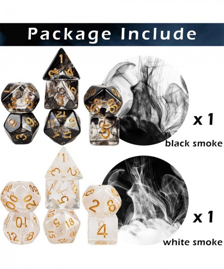 2 Sets Transparent Resin Polyhedral 7-Die Dice Set Fit Dungeons and Dragons Smoke DND Dice for Role Playing Game RPG MTG Tabl...