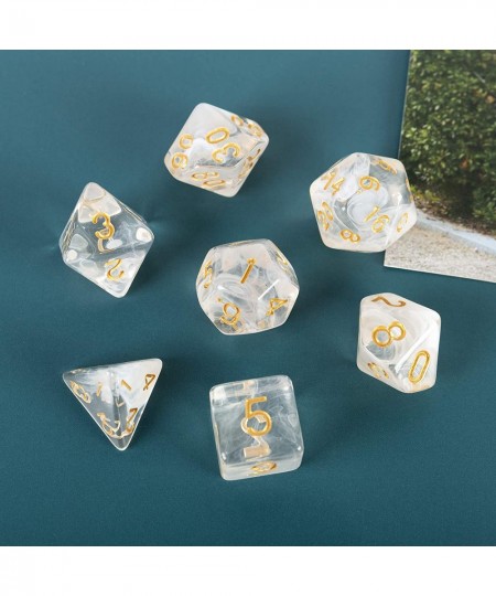 2 Sets Transparent Resin Polyhedral 7-Die Dice Set Fit Dungeons and Dragons Smoke DND Dice for Role Playing Game RPG MTG Tabl...