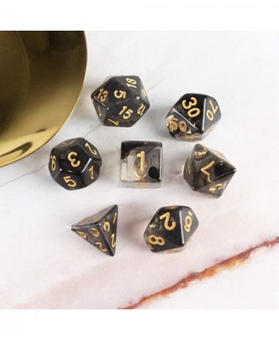 2 Sets Transparent Resin Polyhedral 7-Die Dice Set Fit Dungeons and Dragons Smoke DND Dice for Role Playing Game RPG MTG Tabl...