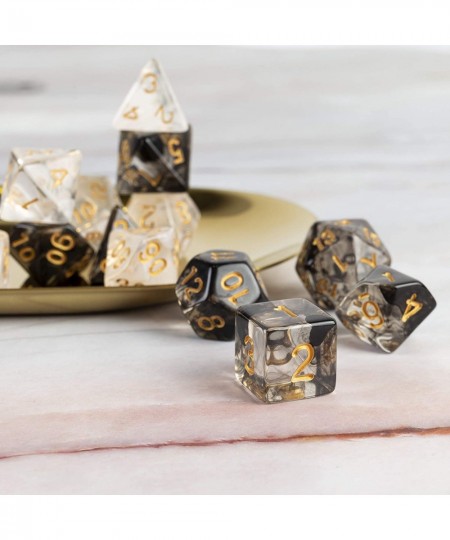 2 Sets Transparent Resin Polyhedral 7-Die Dice Set Fit Dungeons and Dragons Smoke DND Dice for Role Playing Game RPG MTG Tabl...