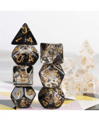 2 Sets Transparent Resin Polyhedral 7-Die Dice Set Fit Dungeons and Dragons Smoke DND Dice for Role Playing Game RPG MTG Tabl...