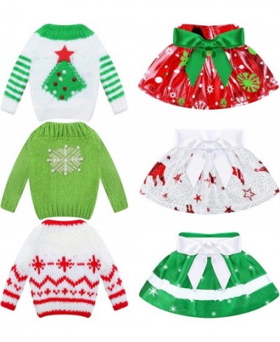 6 Pcs Christmas Elf Doll Clothes Sweater Skirt Elf Doll Accessories Outfit Knitted Santa Clothing for Doll Holiday Xmas Doll ...