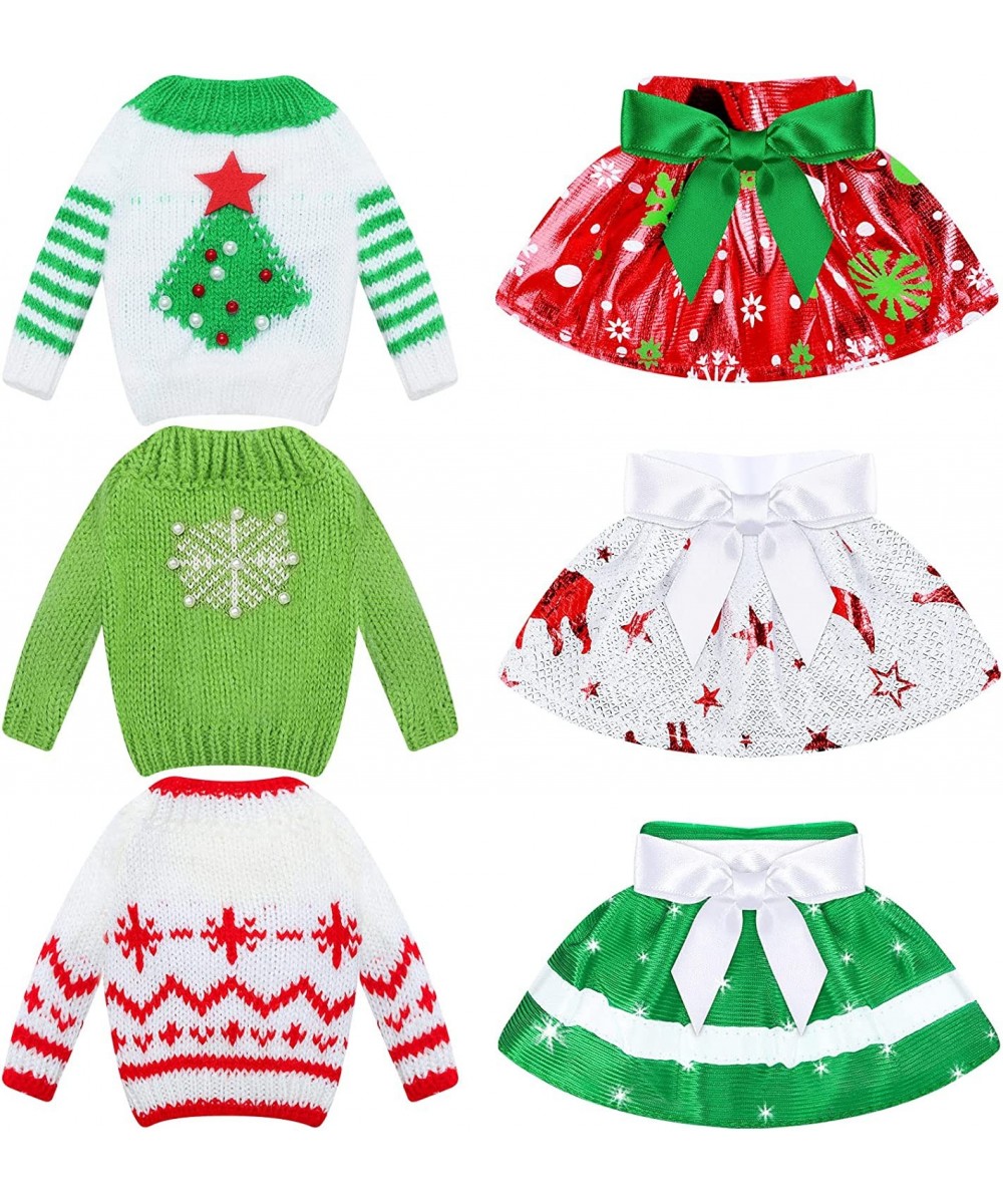 6 Pcs Christmas Elf Doll Clothes Sweater Skirt Elf Doll Accessories Outfit Knitted Santa Clothing for Doll Holiday Xmas Doll ...