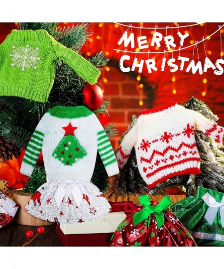 6 Pcs Christmas Elf Doll Clothes Sweater Skirt Elf Doll Accessories Outfit Knitted Santa Clothing for Doll Holiday Xmas Doll ...