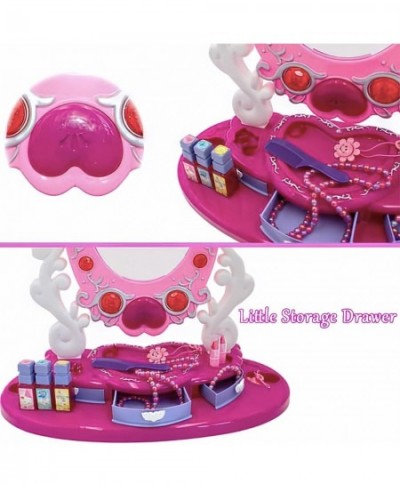 Dresser Vanity Beauty Set - Pink Princess Pretend Play Dressing Table Top Set with Makeup Mirror Jewelry and Accessories - Mu...