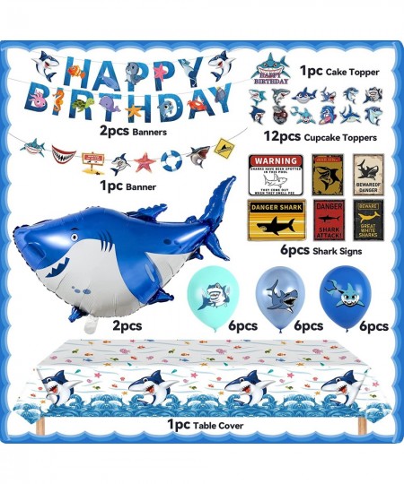 Shark Birthday Decorations Ocean Shark Party Decorations Include Shark Balloons Happy Birthday Banners Cupcake & Cake Toppers...