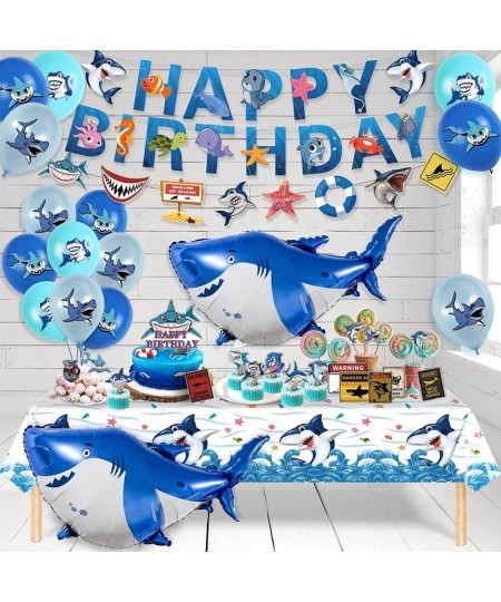 Shark Birthday Decorations Ocean Shark Party Decorations Include Shark Balloons Happy Birthday Banners Cupcake & Cake Toppers...