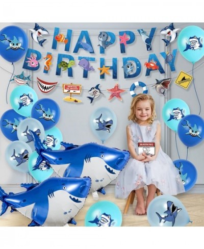 Shark Birthday Decorations Ocean Shark Party Decorations Include Shark Balloons Happy Birthday Banners Cupcake & Cake Toppers...