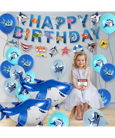 Shark Birthday Decorations Ocean Shark Party Decorations Include Shark Balloons Happy Birthday Banners Cupcake & Cake Toppers...