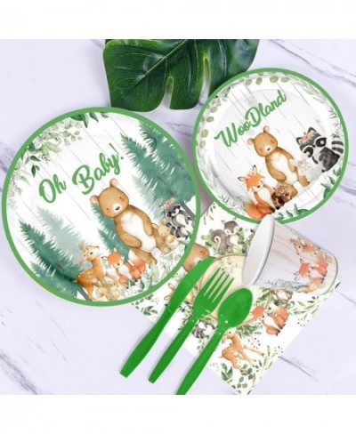 Woodland Creatures Baby Shower Decorations 192 Pcs Forest Animal Birthday Party Supplies Decor Disposable Tableware Set for B...