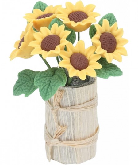 Miniature Dollhouse Flowers Cute Sunflower Mini Potted Flower Lifelike Doll House Plants Furniture Accessories for Doll House...