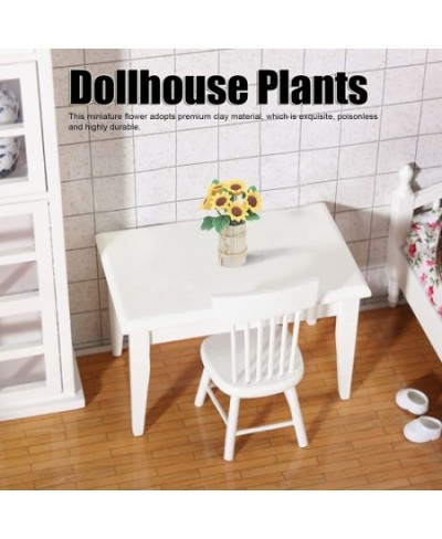 Miniature Dollhouse Flowers Cute Sunflower Mini Potted Flower Lifelike Doll House Plants Furniture Accessories for Doll House...