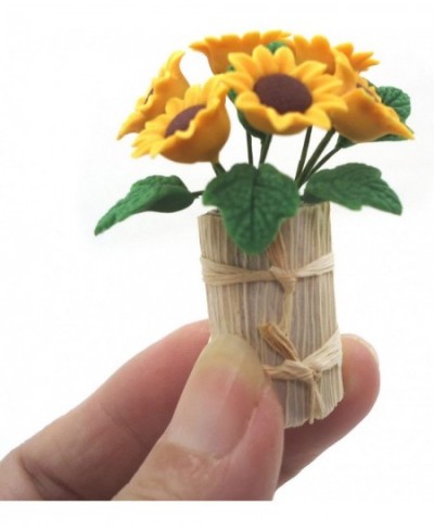 Miniature Dollhouse Flowers Cute Sunflower Mini Potted Flower Lifelike Doll House Plants Furniture Accessories for Doll House...