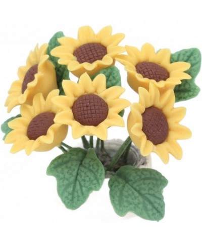 Miniature Dollhouse Flowers Cute Sunflower Mini Potted Flower Lifelike Doll House Plants Furniture Accessories for Doll House...