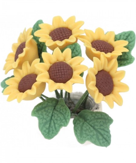 Miniature Dollhouse Flowers Cute Sunflower Mini Potted Flower Lifelike Doll House Plants Furniture Accessories for Doll House...