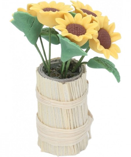 Miniature Dollhouse Flowers Cute Sunflower Mini Potted Flower Lifelike Doll House Plants Furniture Accessories for Doll House...